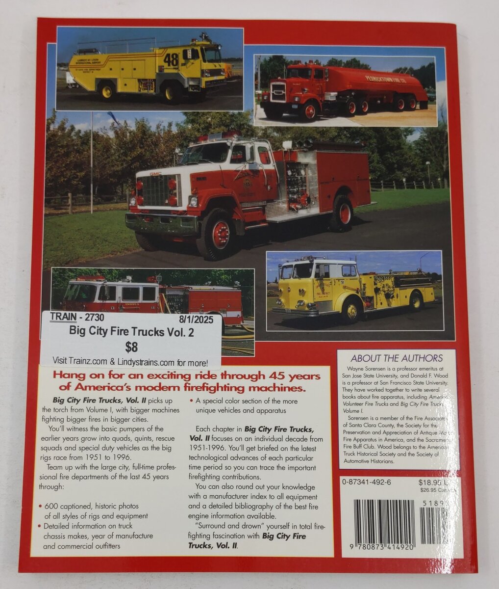 Big City Fire Trucks: 1951-1996 Vol.2 Paperback Book By Donald F. Wood EX