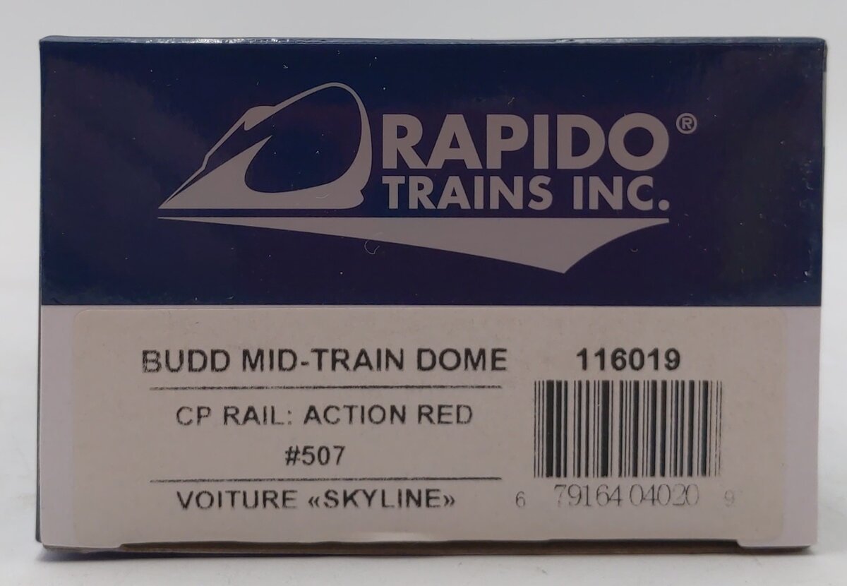 Rapido Trains 116019 HO Canadian Pacific Budd Mid-Train Dome #507
