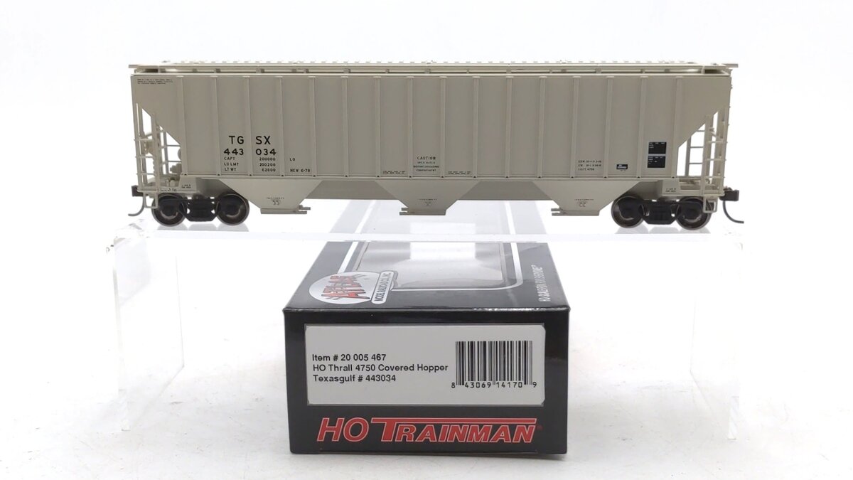 Atlas 20005467 HO Scale Texas Gulf Trainman Thrall 4750 Covered Hopper #443034