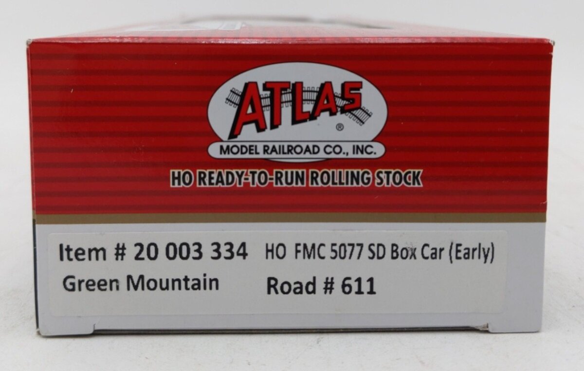 Atlas 20003334 HO Green Mountain FMC 5077 Single Door Boxcar Early Version #611 NIB
