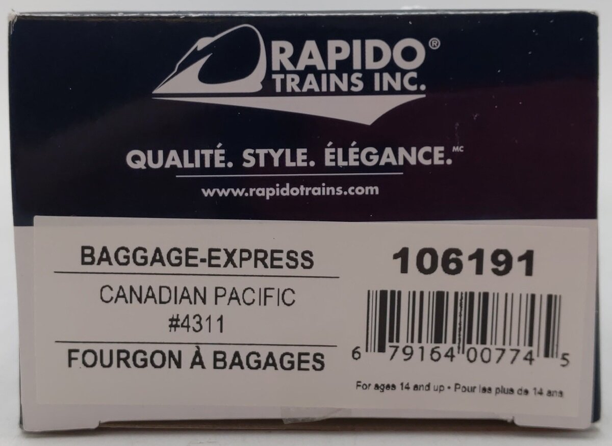 Rapido Trains 106191 HO Canadian Pacific Baggage Express Car #4311