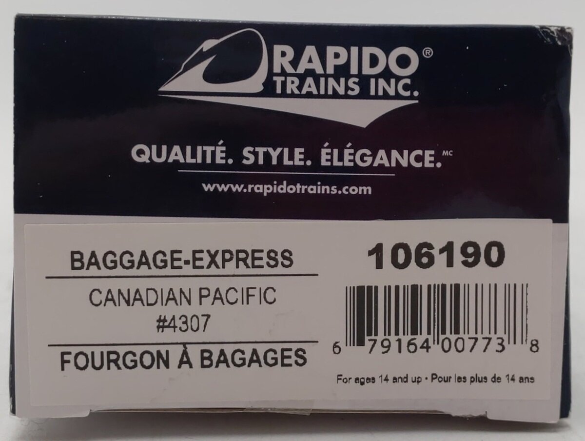 Rapido Trains 106190 HO Canadian Pacific Baggage Express Car #4307