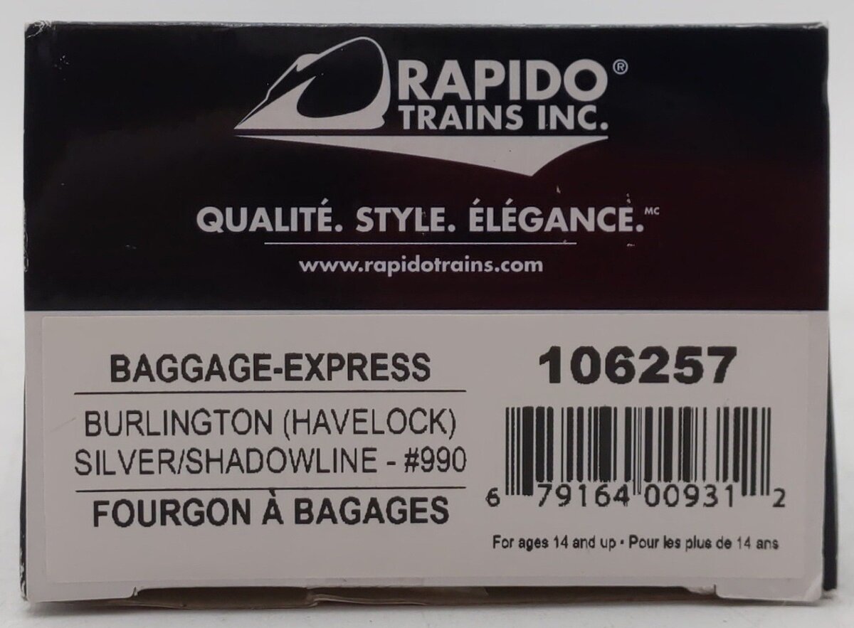 Rapido Trains 106257 HO Chicago, Burlington & Quincy Baggage Express #990