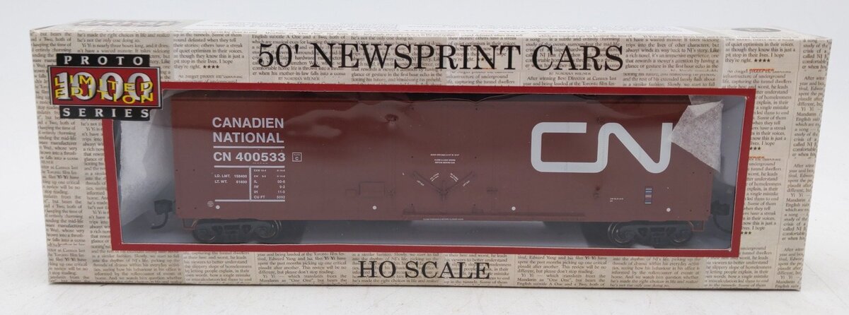 Proto 1000 300574 HO Scale Canadian National Newsprint Boxcar #400533 LN/Box