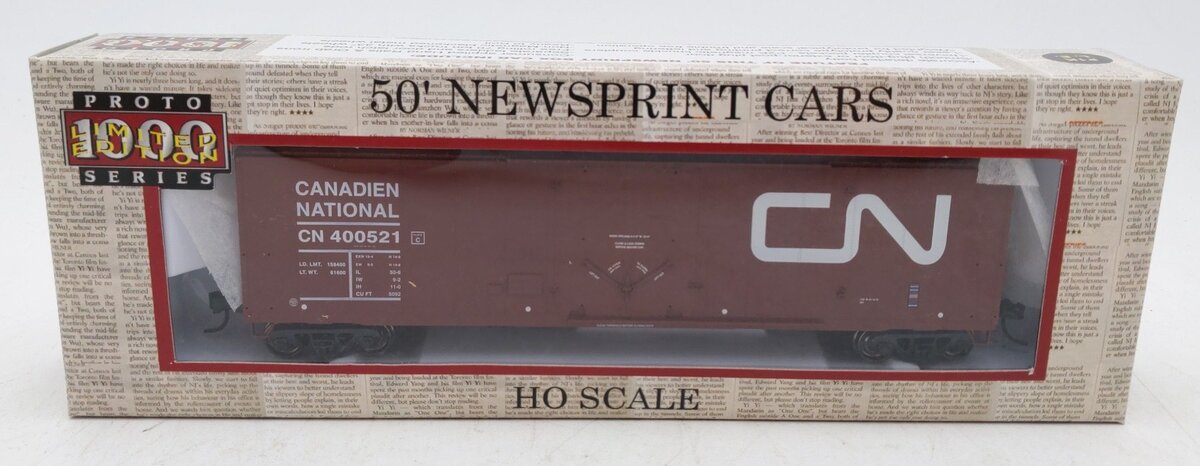 Proto 1000 300572 HO Scale Canadian National Newsprint Boxcar #400521 LN/Box