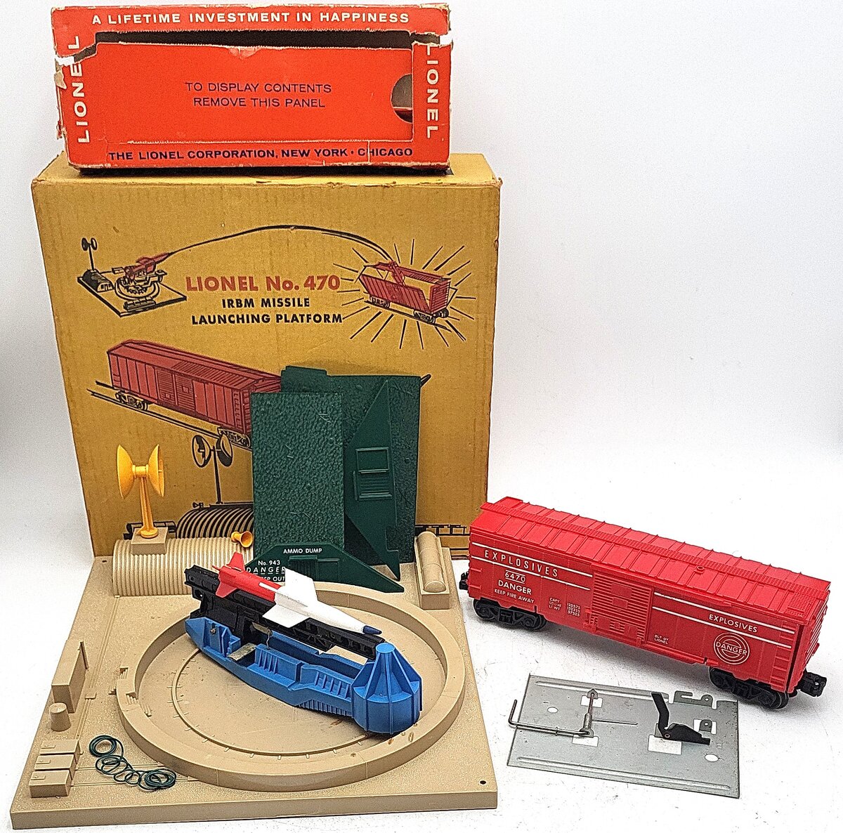Lionel 470 Vintage O Operating Missile Launching Platform W /Car EX/Box