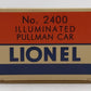 Lionel 2400 Vintage O Lionel Lines Green/Gray Maplewood Lighted Pullman Car VG/Box