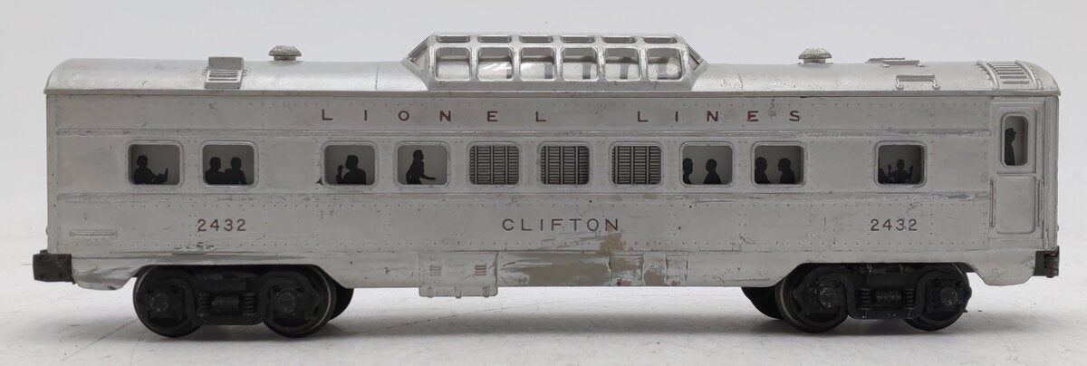 Lionel 2432 Vintage O Lionel Lines Clifton Illuminated Vista Dome Car VG