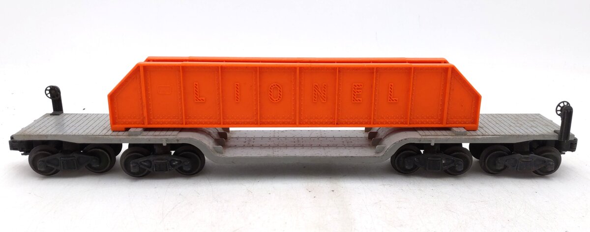 Lionel 6418 Vintage O Girder Bridge Machinery Car with Orange Girders VG
