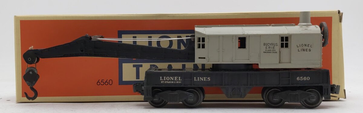 Lionel 6560 Vintage O Lionel Lines Bucyrus Erie Crane Car w/Gray Cab VG