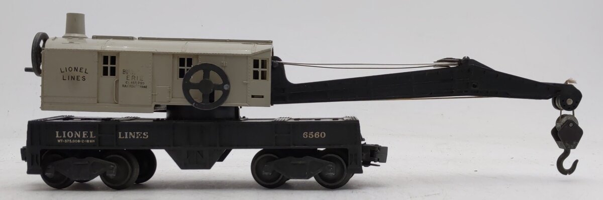 Lionel 6560 Vintage O Lionel Lines Bucyrus Erie Crane Car w/Gray Cab VG