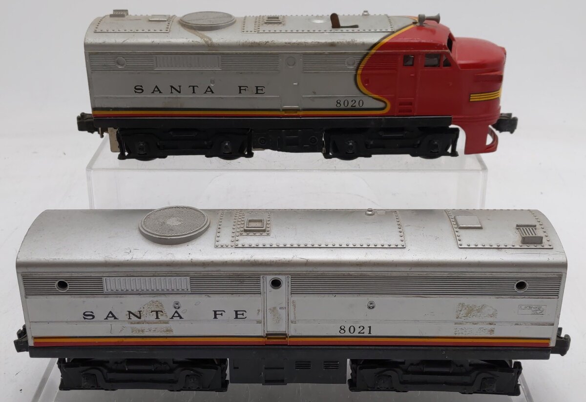 Lionel 6-8020 O Gauge Santa Fe Alco A/B Diesel Locomotive Set #8020/8021 VG