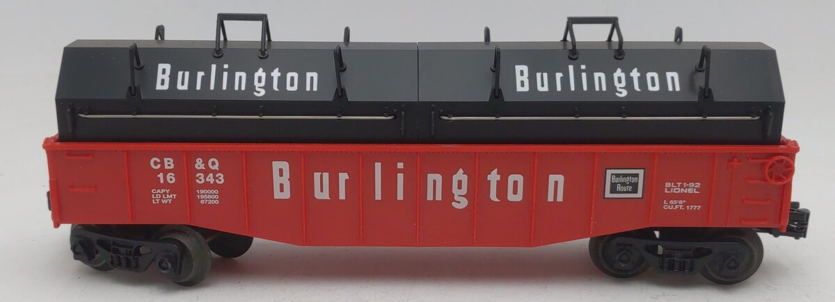 Lionel 6-16343 O Gauge Burlington Gondola w/Coil Covers EX/Box