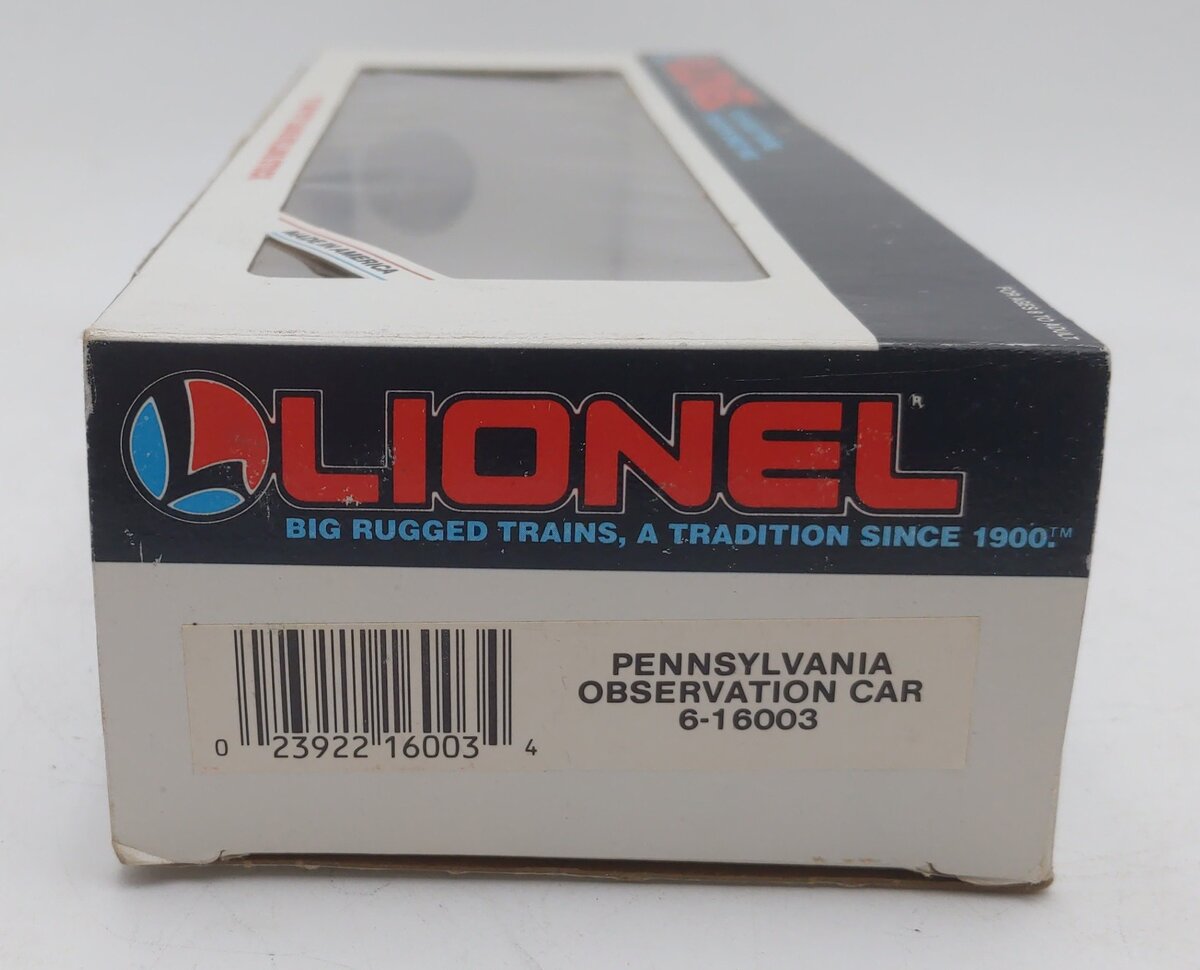Lionel 6-16003 O Gauge Pennsylvania Tuscan Observation Car EX/Box
