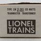 Lionel LW O Vintage Trainmaster 125 Watt Transformer with Whistle VG/Box