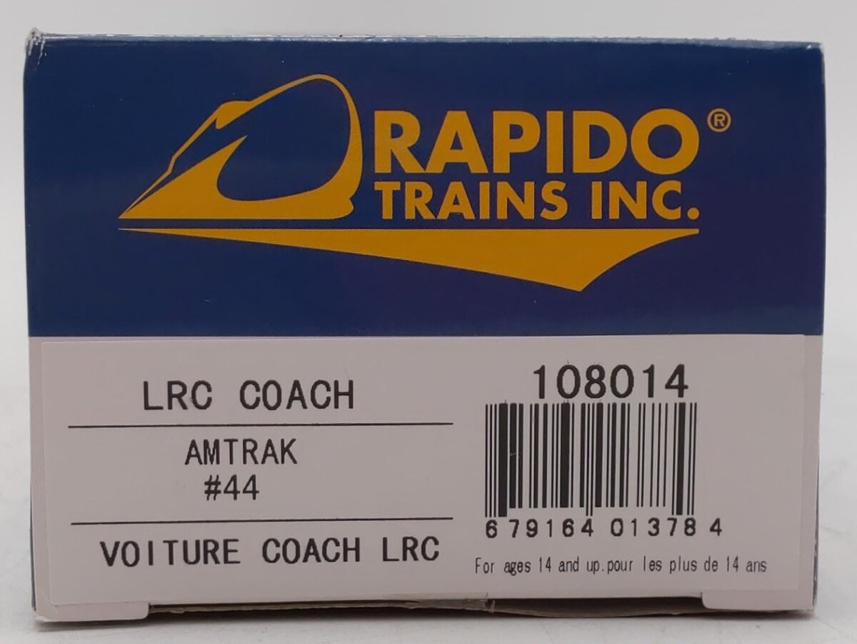 Rapido Trains 108014 HO Amtrak Super Continental Line(TM) LRC Coach Car #44