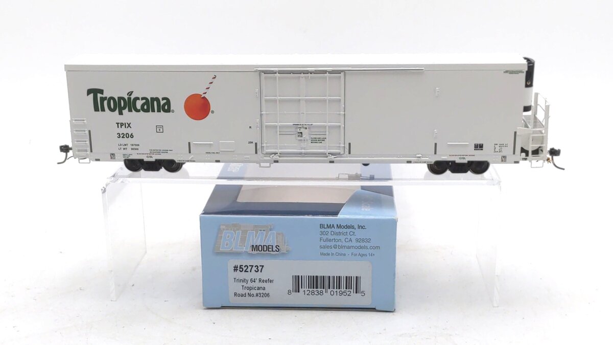 BLMA Models 52737 HO TROPICANA 64' Reefer #3206 LN/Box