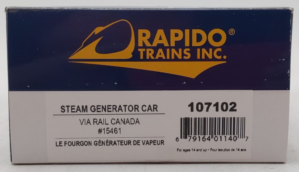 Rapido Trains 107102 HO VIA Rail Canada The Steam Generator Car #15461