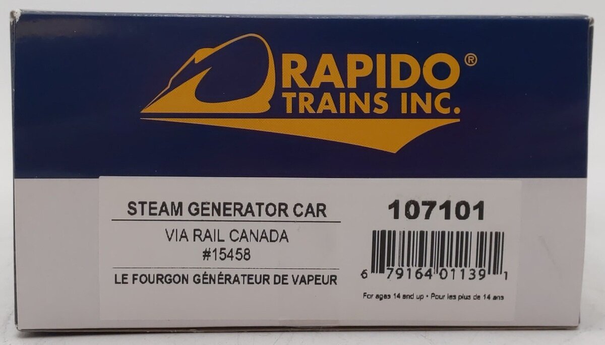 Rapido Trains 107101 HO VIA Rail Canada The Steam Generator Car #15458
