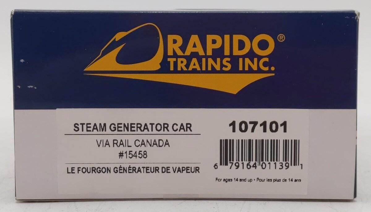 Rapido Trains 107101 HO VIA Rail Canada The Steam Generator Car #15458