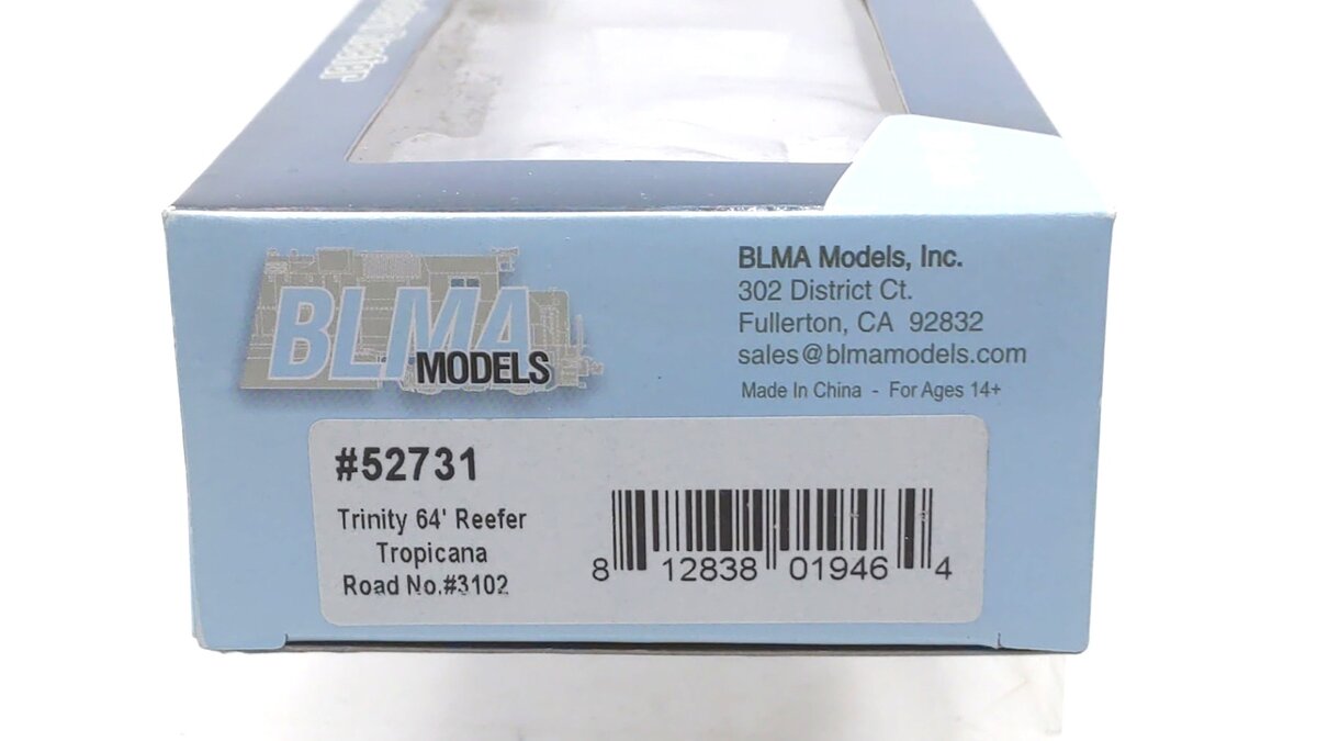 BLMA Models 52731 HO TROPICANA 64' Reefer #3102
