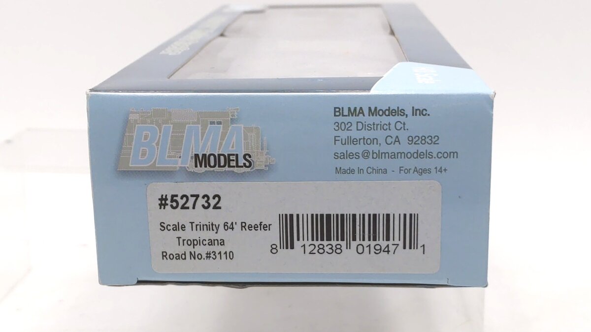 BLMA Models 52732 HO TROPICANA 64' Reefer #3110 LN/Box