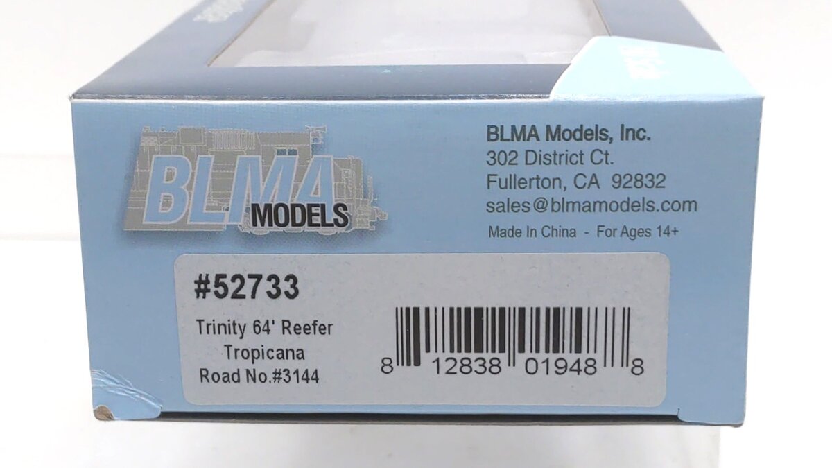 BLMA Models 52733 HO TROPICANA 64' Reefer #3144 LN/Box