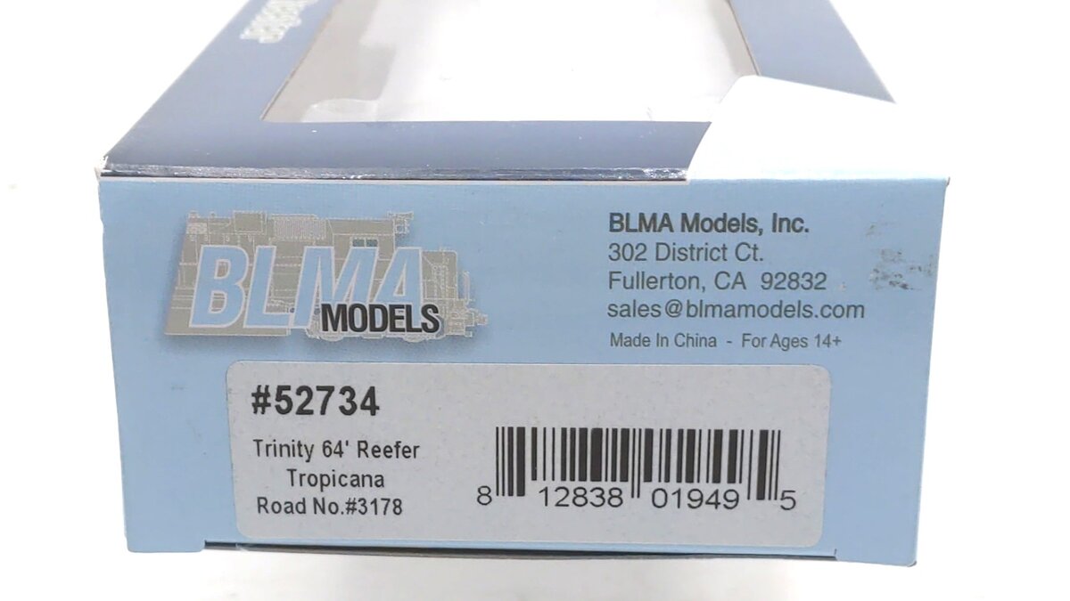BLMA Models 52734 HO Tropicana 64' Reefer #3178