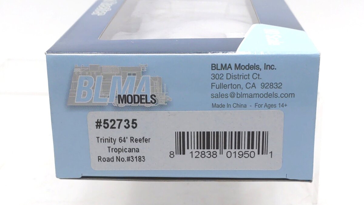 BLMA Models 52735 HO TROPICANA 64' Reefer #3183 LN/Box