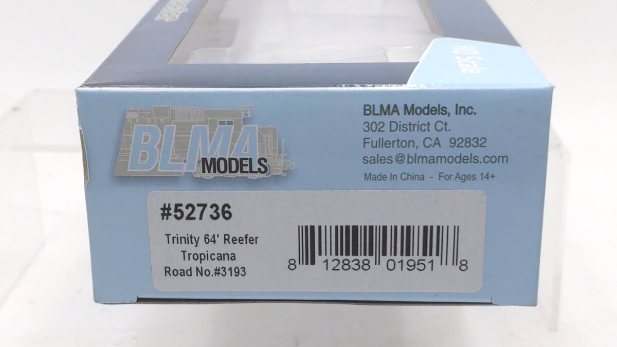 BLMA Models 52736 HO Tropicana 64' Reefer #3193