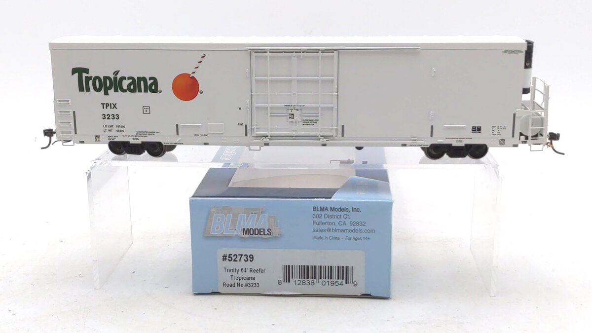 BLMA Models 52739 HO TROPICANA 64' Reefer #3233 LN/Box