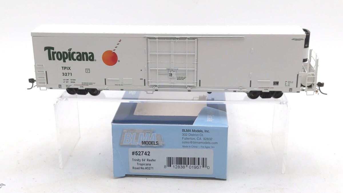 BLMA Models 52742 HO TROPICANA 64' Reefer #3271 LN/Box