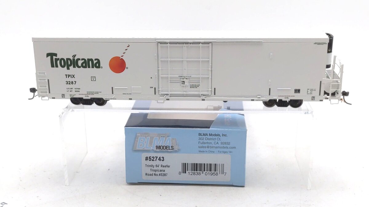 BLMA Models 52743 HO TROPICANA 64' Reefer #3287 LN/Box