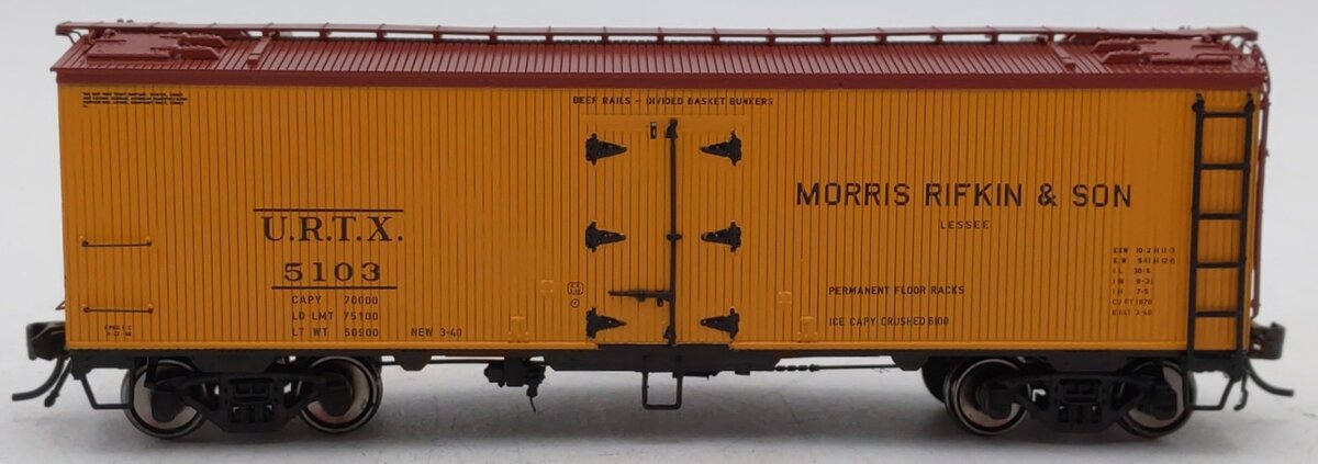 Rapido Trains 121015-2 HO Morris Rifkin URTX 37' Wood Meat Reefer #5103 EX/Box