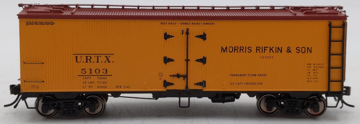 Rapido Trains 121015-2 HO Morris Rifkin URTX 37' Wood Meat Reefer #5103 EX/Box