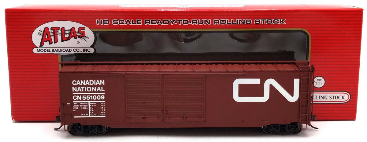 Atlas 20002505 HO Scale Canadian National 50' Double Door Box Car #551009 NIB