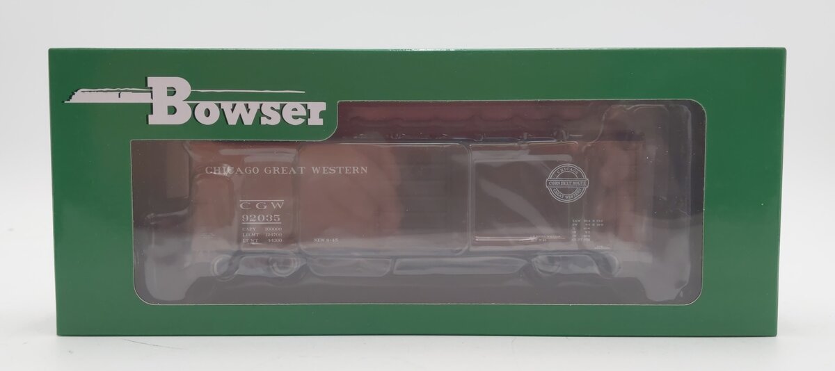 Bowser 42845 HO Chicago Great Western 40' Steel Side Box Car Ready-To-Run #92035 NIB