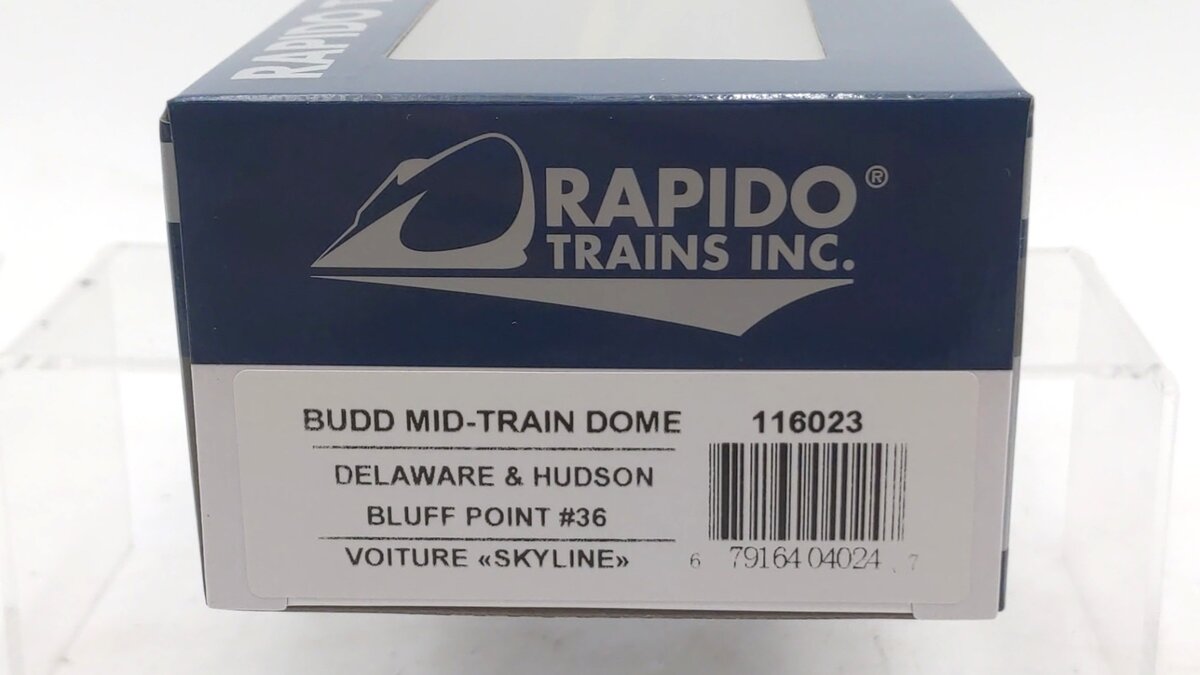 Rapido Trains 116023 HO Delaware & Hudson Budd Mid-Train Dome Bluff Point