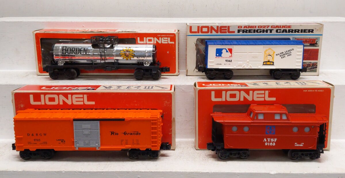 Lionel O Gauge Freight Cars: 6-9154, 6-9163, 6-9362, 6-9705 [4] VG/Box