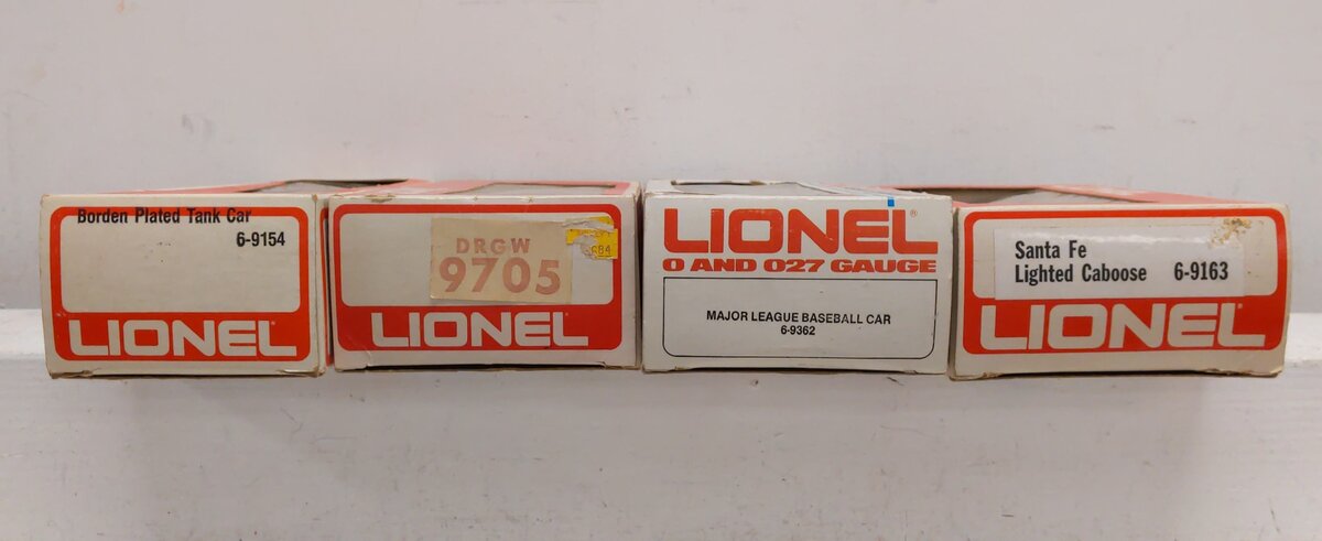Lionel O Gauge Freight Cars: 6-9154, 6-9163, 6-9362, 6-9705 [4] VG/Box