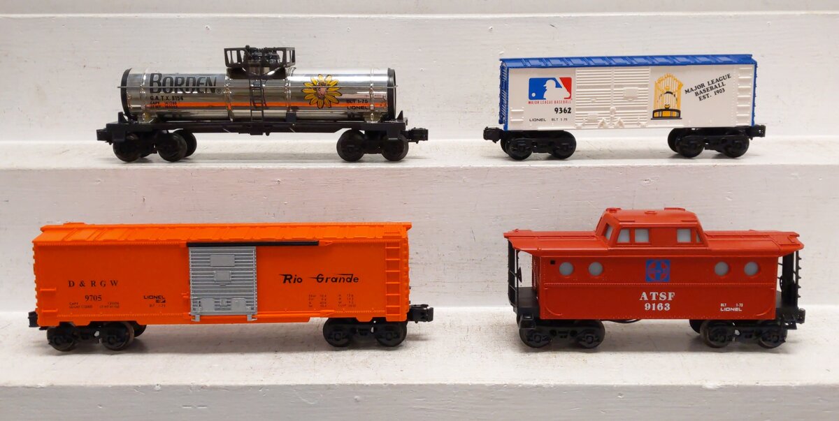 Lionel O Gauge Freight Cars: 6-9154, 6-9163, 6-9362, 6-9705 [4] VG/Box