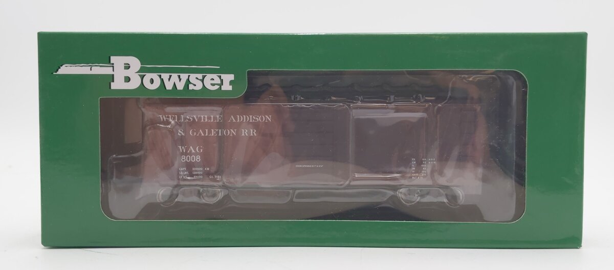 Bowser 42465 HO Wellsville Addison & Gatelon 40' Steel Side Boxcar #8008