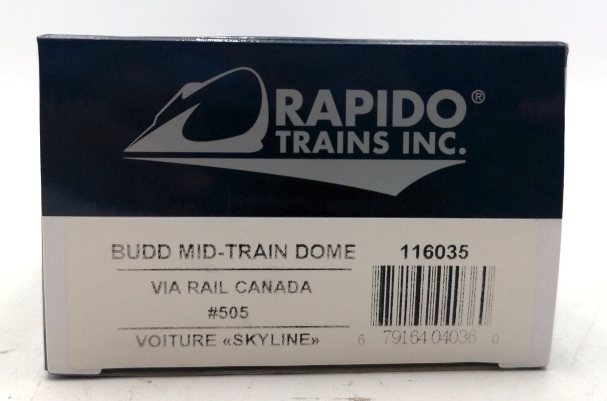 Rapido Trains 116035 HO Via Rail Canada Budd Mid-Train Dome #505