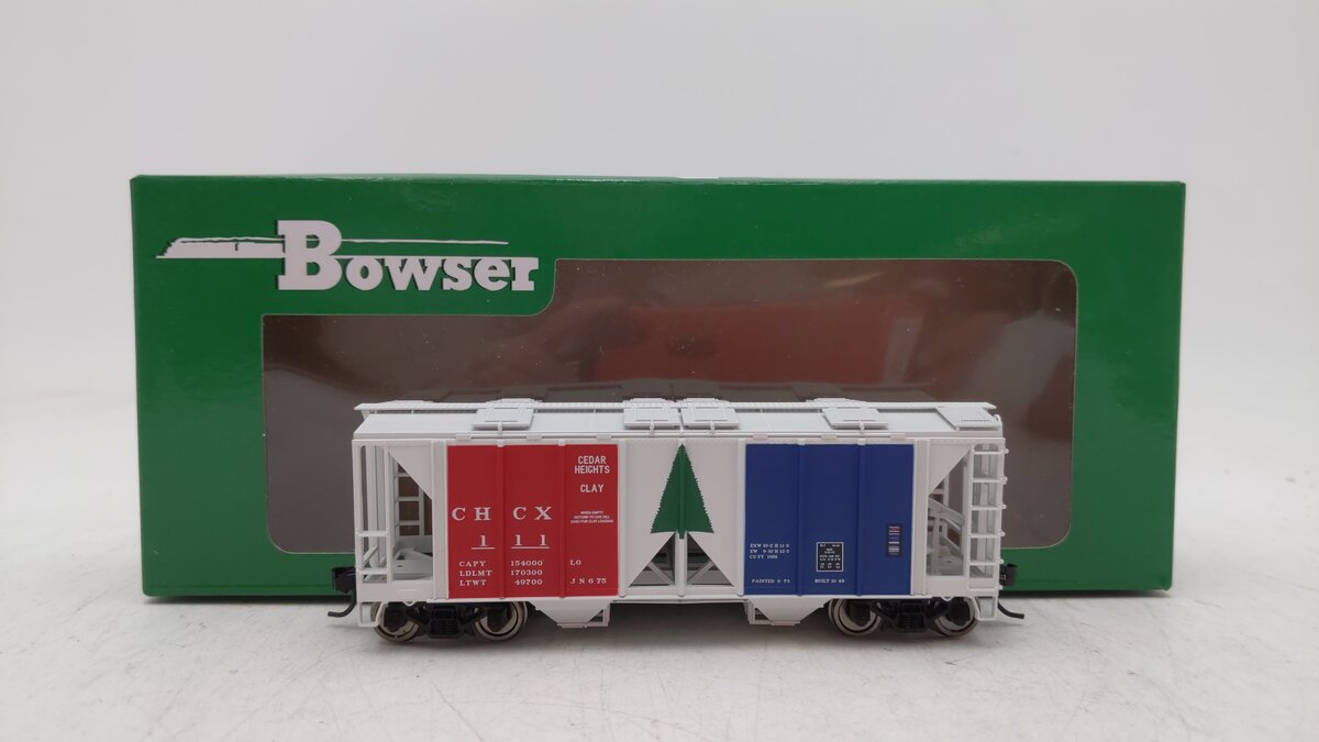Bowser 42208 HO Cedar Heights Clay 70-Ton 2-Bay Covered Hopper Car #111