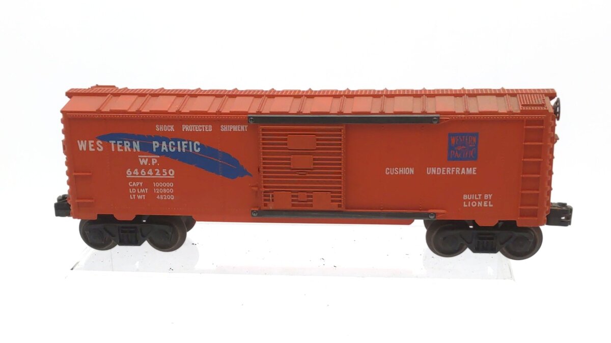 Lionel 6464-250 Vintage O Western Pacific Boxcar -Type IV Body Mold VG