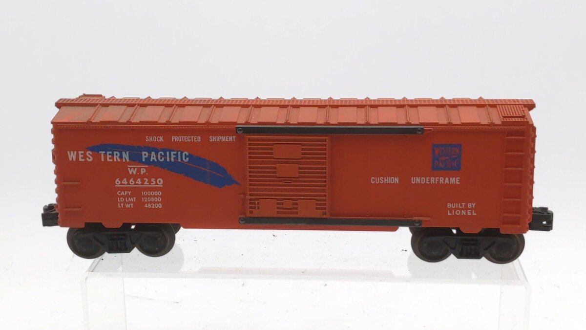 Lionel 6464-250 Vintage O Western Pacific Boxcar -Type IV Body Mold VG
