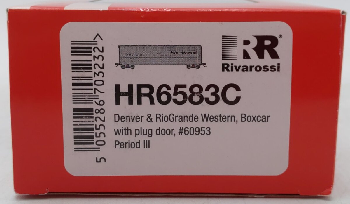 Rivarossi HR6583C HO D&RGW 50' Plug-Door Boxcar #60953
