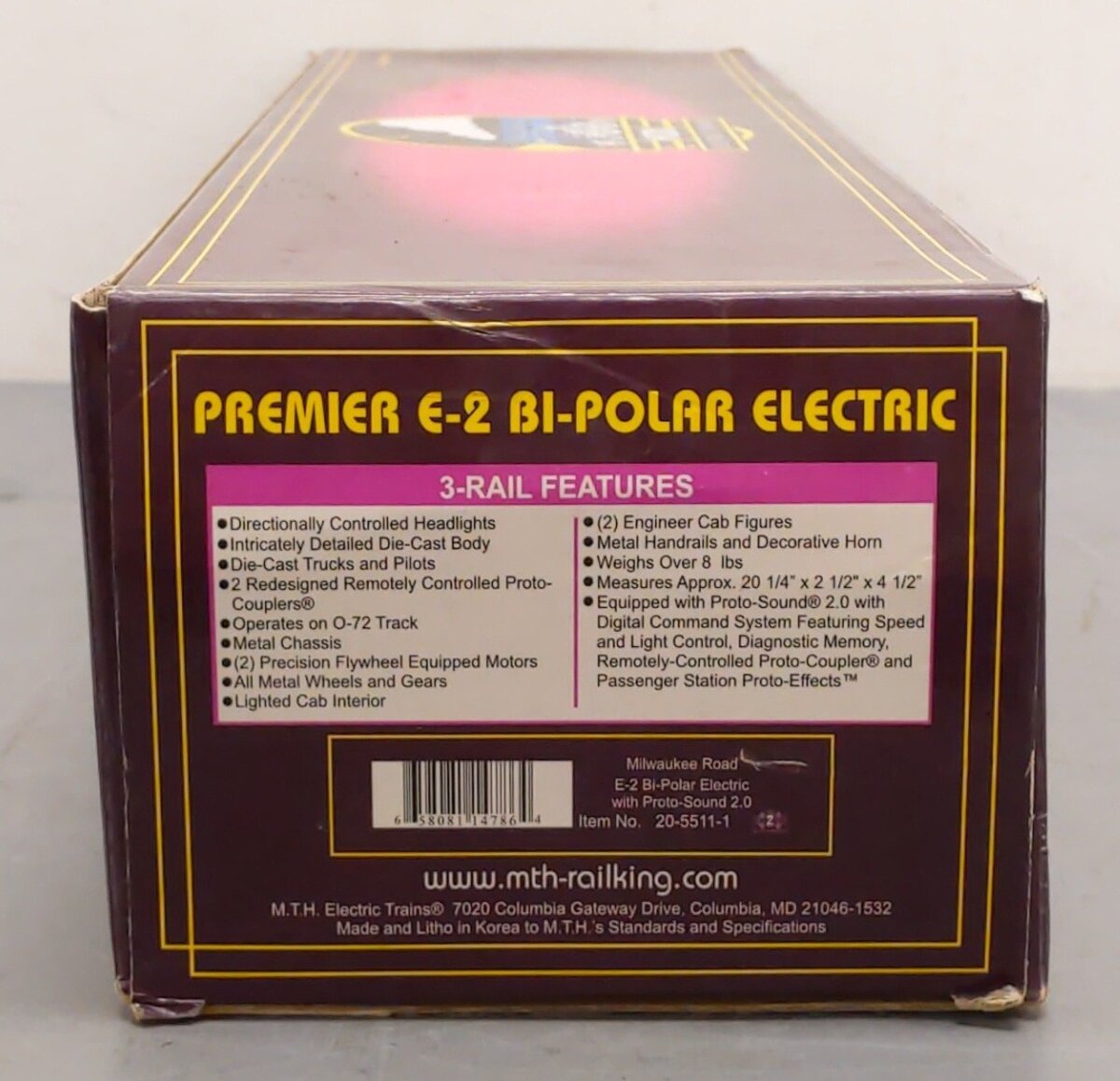 MTH 20-5511-1 O Gauge Milwaukee E-2 Bi-Polar Electric Locomotive w/PS2 #E3 EX/Box