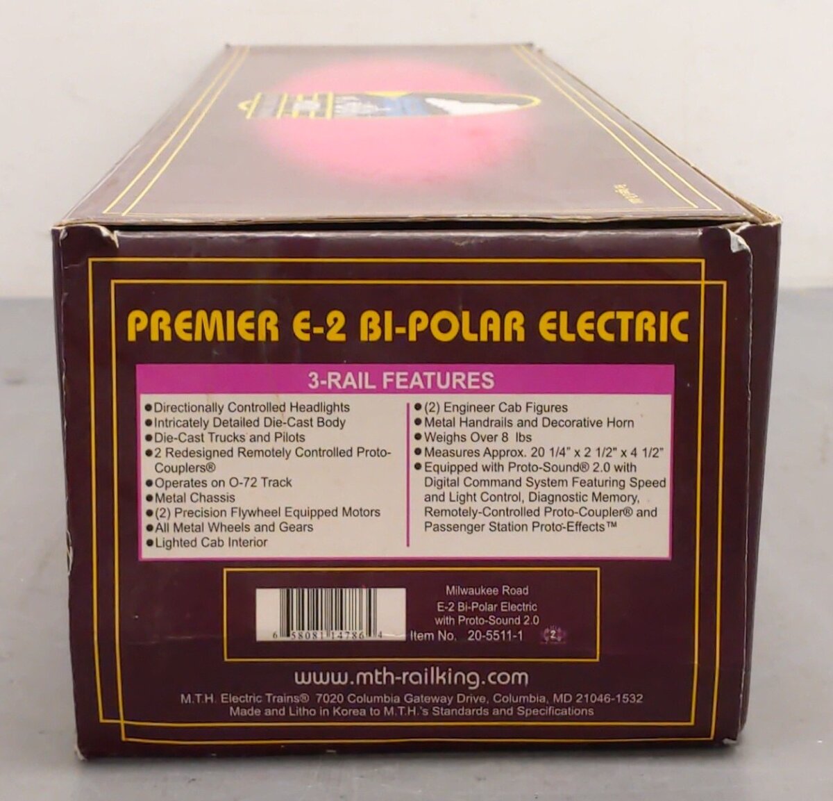 MTH 20-5511-1 O Gauge Milwaukee E-2 Bi-Polar Electric Locomotive w/PS2 #E3 EX/Box