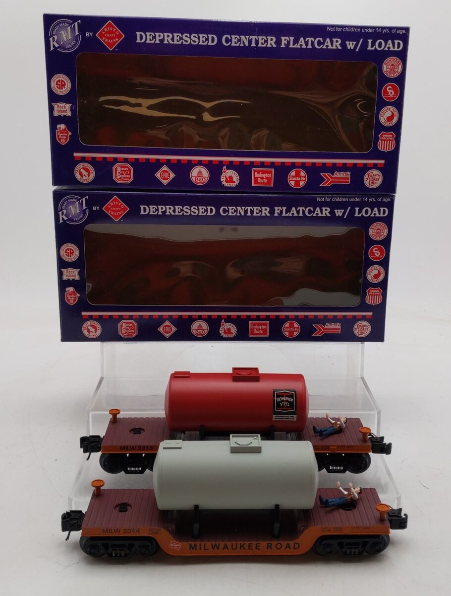 RMT 96516 Milwaukee Road Depressed Center Flatcars (Set of 2) LN/Box